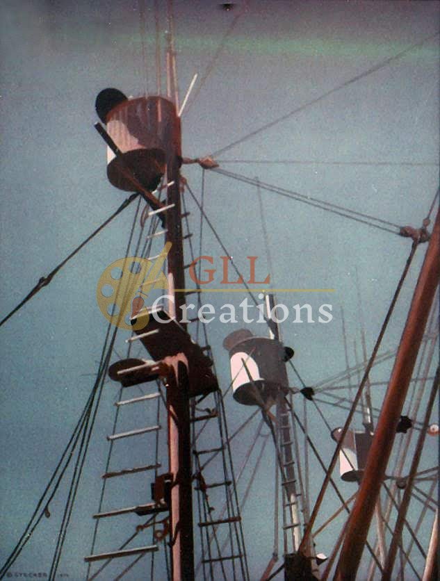 Ship Masts and Rigging Against a Muted Sky