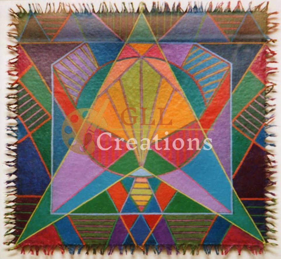 Vibrant Geometric Tapestry with Radiating Design