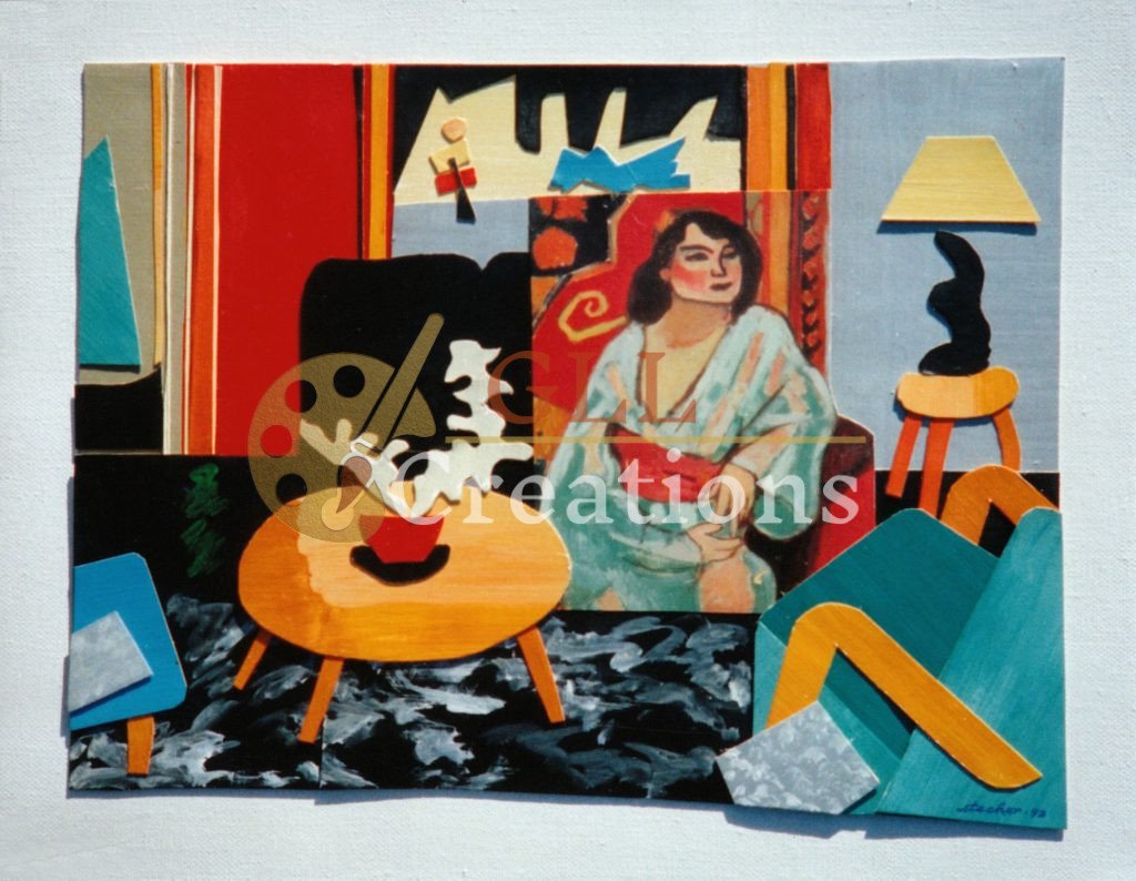 Woman in Kimono in Interior Collage