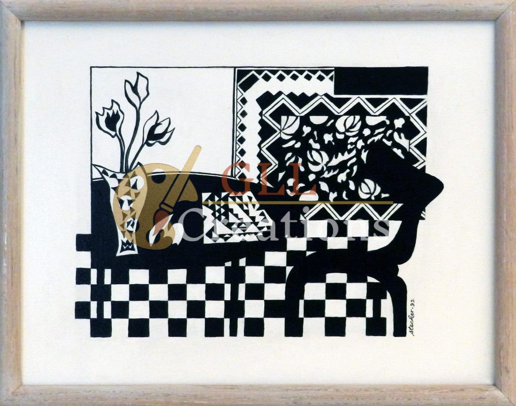 Interior With Tulips Collage Bw 12x15 Framed 7029614661 O 1