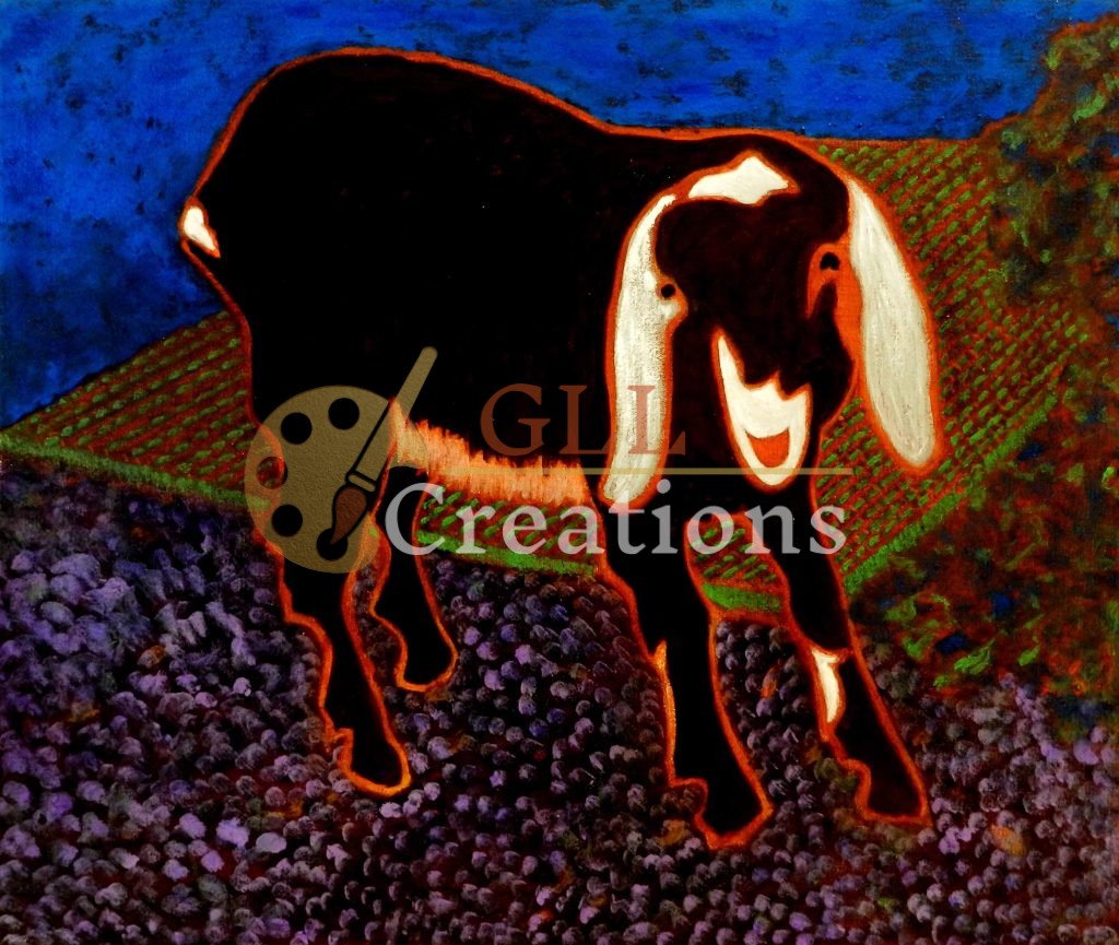 The Happy Goat in a Textured Landscape