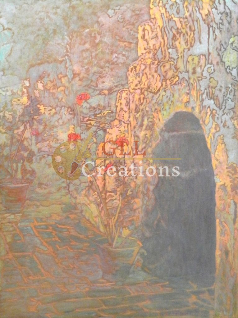 Garden Passage with Red Flowers