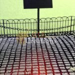 Luminous Pavement with Fence and Mysterious Sign