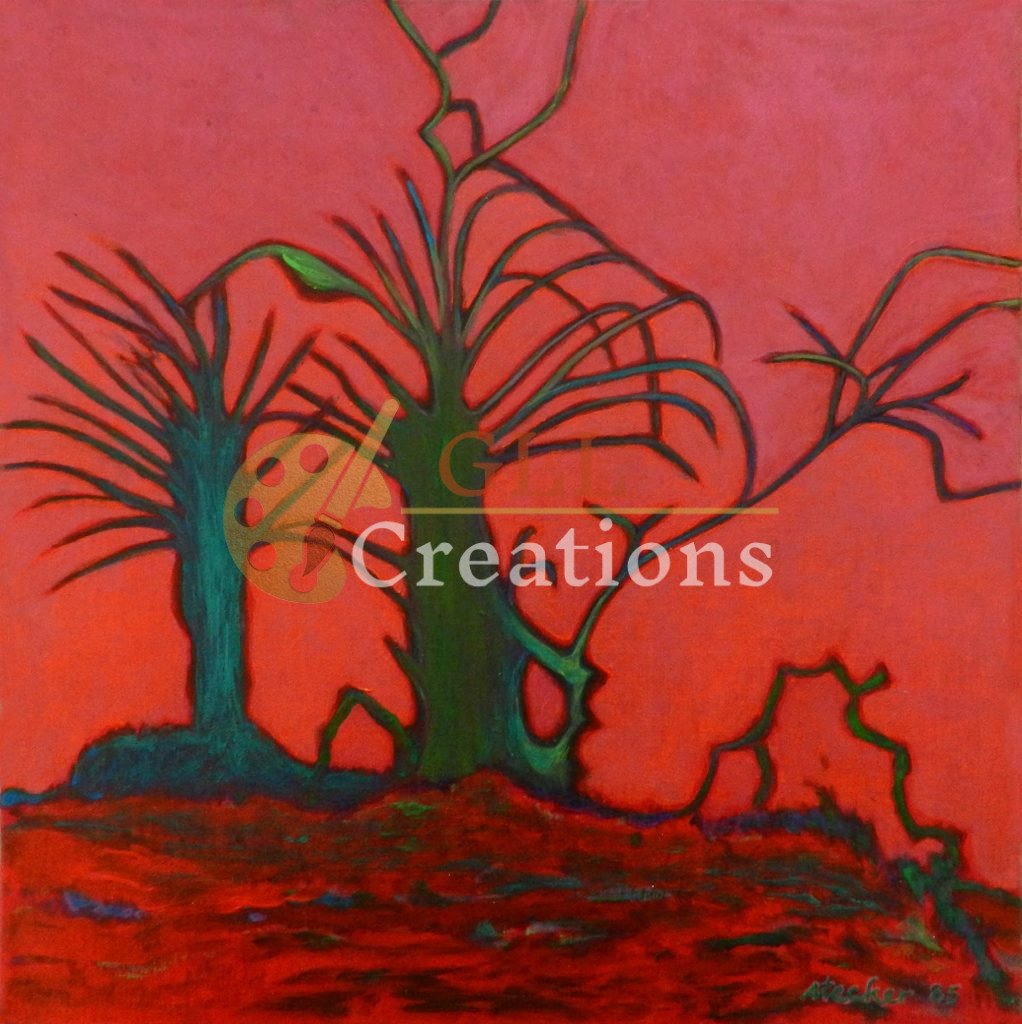 Emerald Trees Against a Fiery Sky