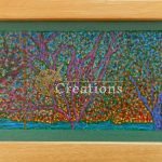 Pointillist Forest Landscape with Vibrant Hues