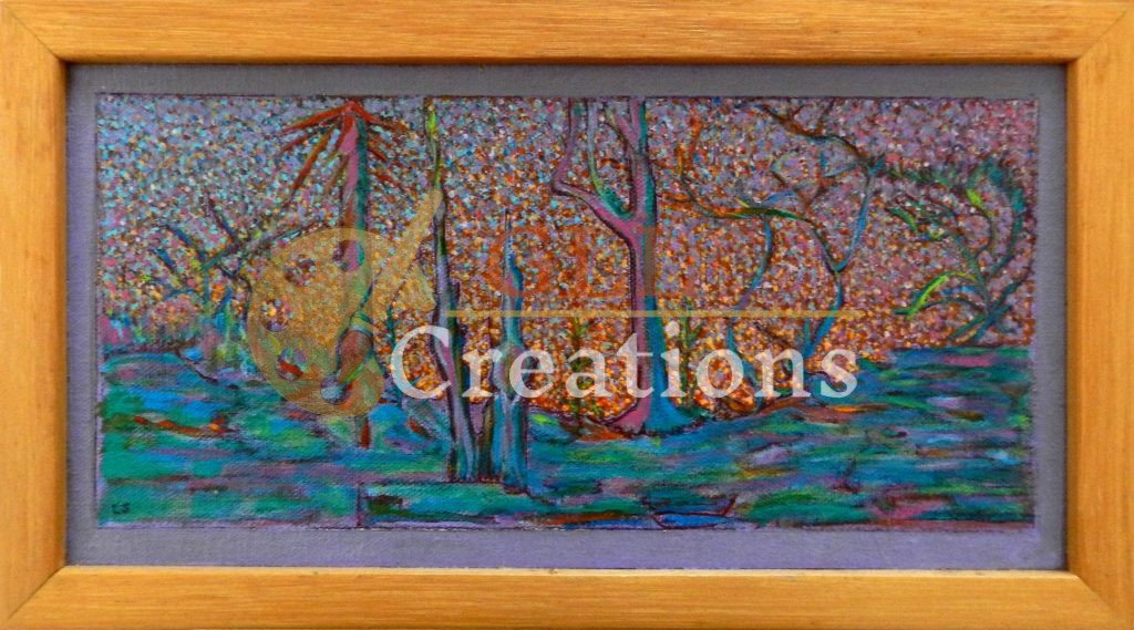 Vibrant Pointillist Forest