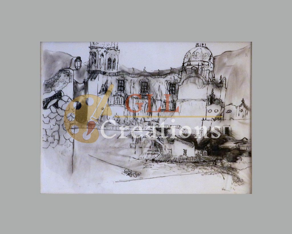 Expressive European Cityscape Sketch