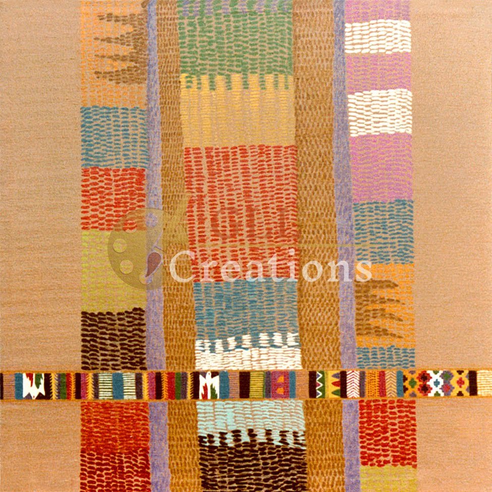 Textured Tapestry with Intersecting Bands
