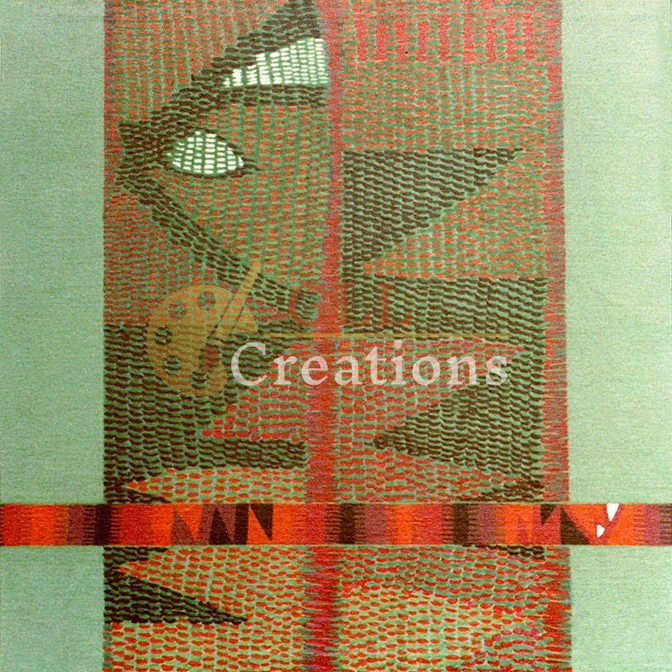 Abstract Geometric Textile with Red and Green Textures