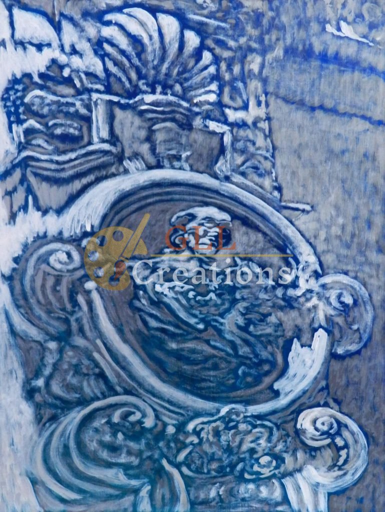 Baroque Blue Cartouche with Figure