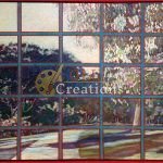 Garden Through a Gridded Pane